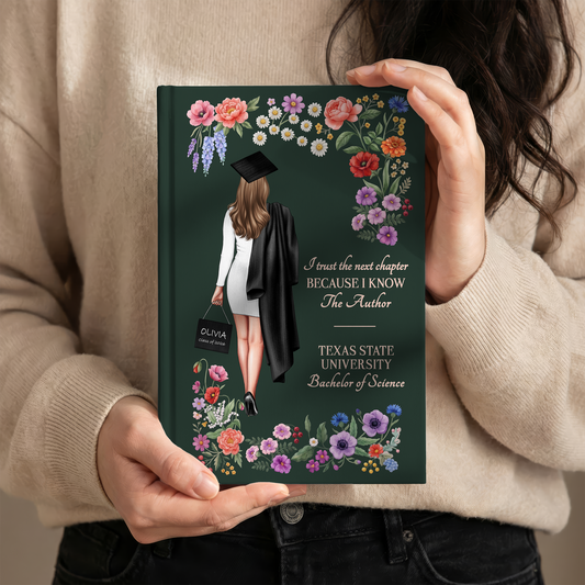Personalized Graduation Journal for Her – Custom College Gift with Name, School & Degree, Class of 2026 Keepsake
