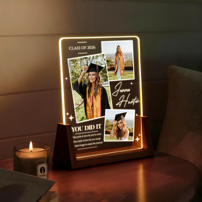 Personalized Graduation Photo Collage LED Plaque – Custom Name & Photos Class of 2026 Gift
