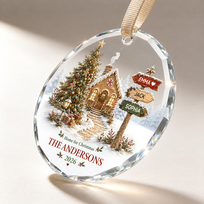 Personalized Gingerbread House Glass Ornament – Custom Family Names Christmas Keepsake 2026