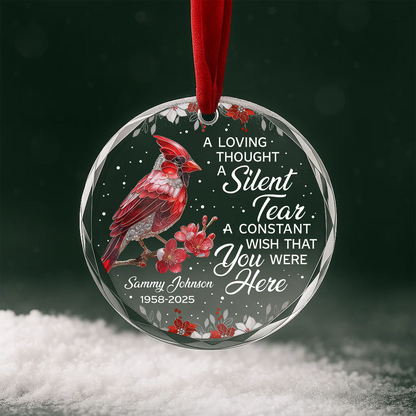 A Loving Thought, A Silent Tear Memorial Cardinal Heart Ornament