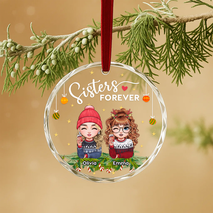 Sisters Forever Cute Cartoon Character Ornament