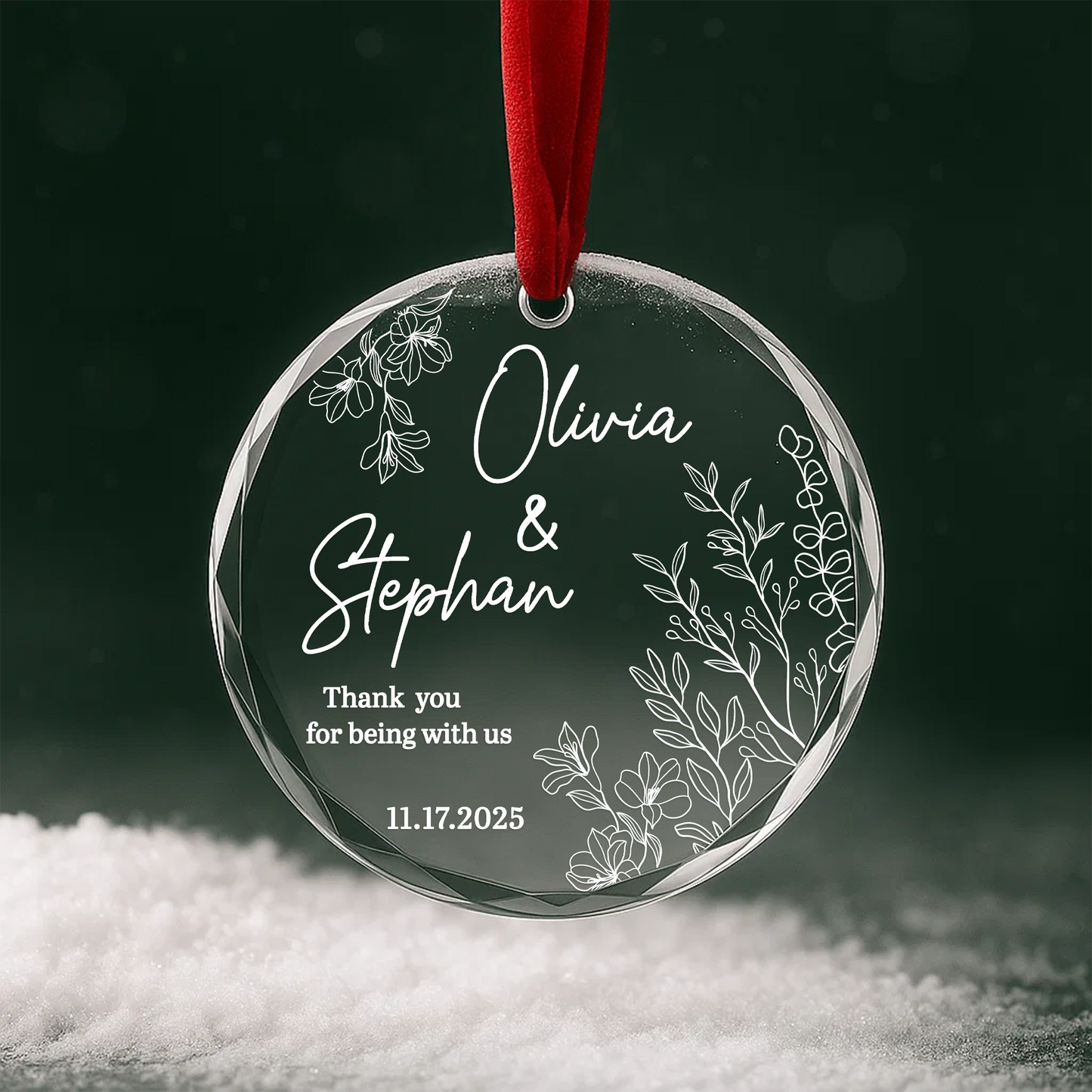 Wedding Favor Thank You Floral Heart Ornament