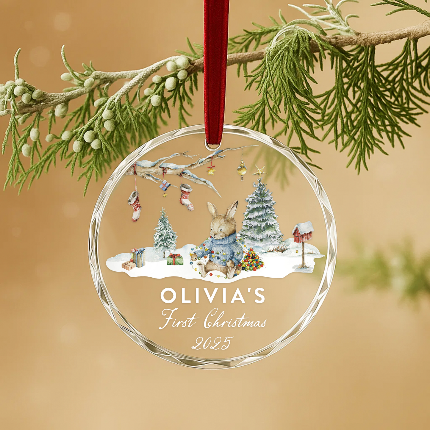 Baby’s First Christmas Ornament, Personalized Name and Year