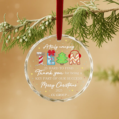 A Truly Amazing Team Thank You Merry Christmas Custom Glass Ornament