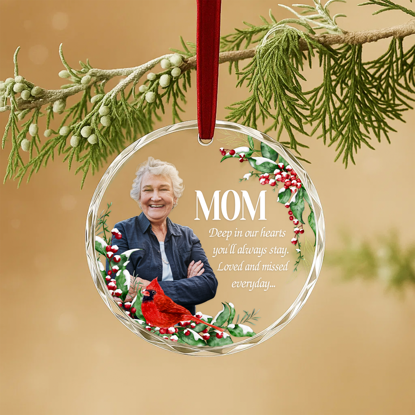 Mom Memorial Ornament with Cardinal, In Loving Memory Keepsake
