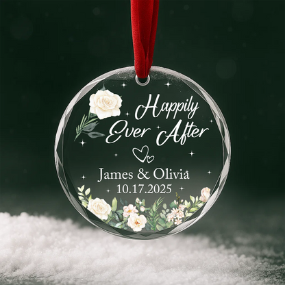Happily Ever After Floral Wedding Heart Ornament