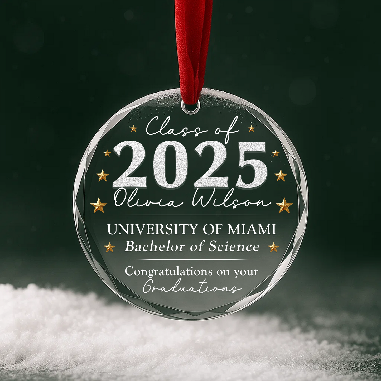 Class of 2025 Graduation Ornament, Personalized Heart Keepsake