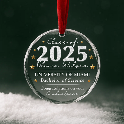 Class of 2025 Graduation Ornament, Personalized Heart Keepsake
