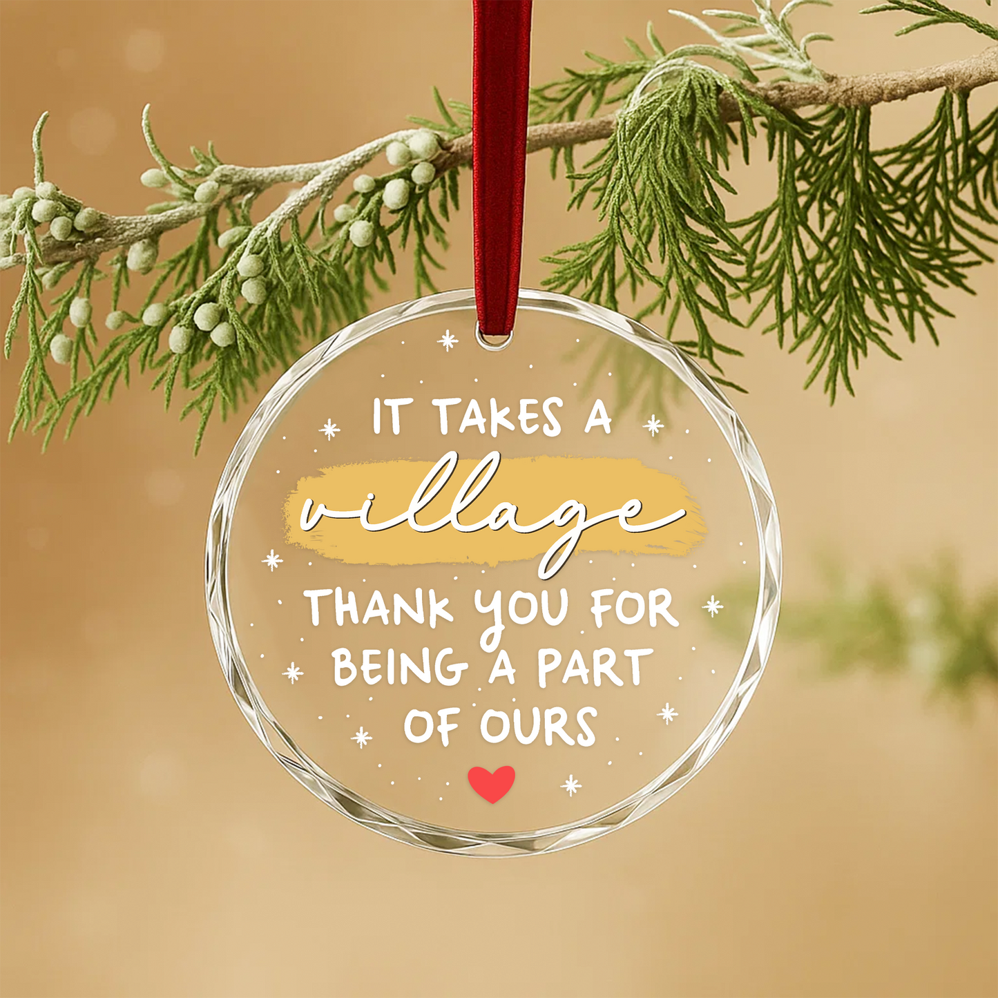 It Takes a Village Thank You Appreciation Custom Glass Ornament
