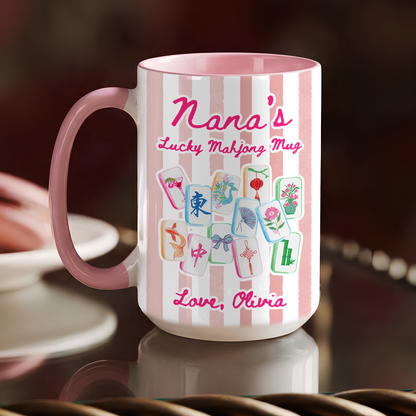 Personalized Mahjong Mug for Nana – Custom “Lucky Mahjong” Gift with Name