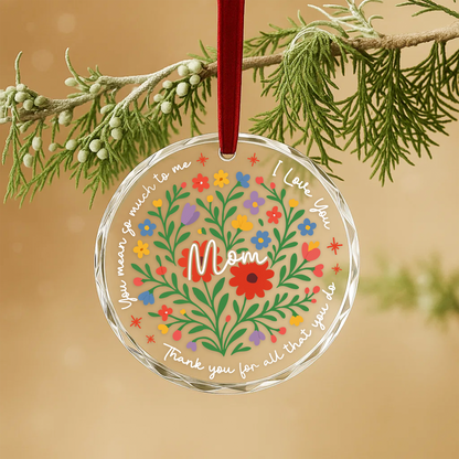I Love You Mom, Floral Heart Ornament, Thank You Gift for Mother