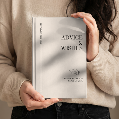 Personalized Graduation Advice Book – Minimalist “Advice & Wishes” Journal, Class of 2026 Gift