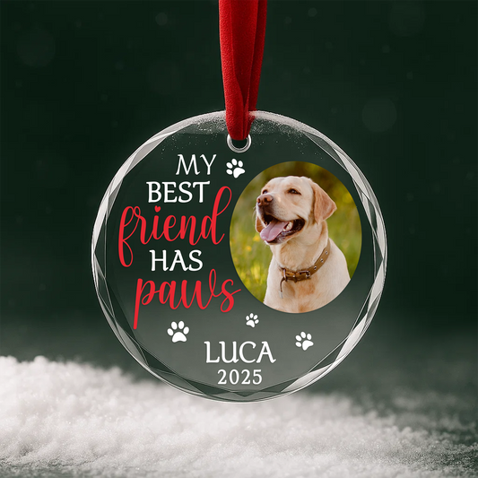 Custom Pet Photo Ornament, My Best Friend Has Paws