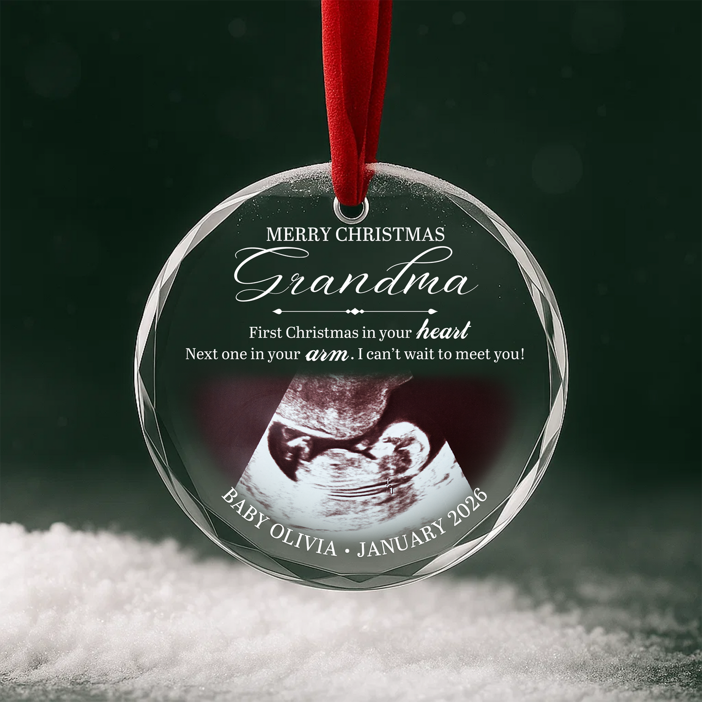 Baby Ultrasound Ornament, Personalized Name and Year Ornament