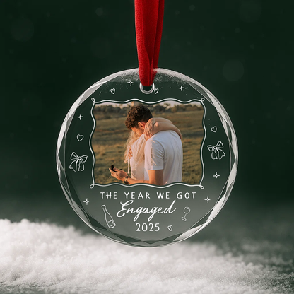 The Year We Got Engaged 2025, Custom Glass Ornament
