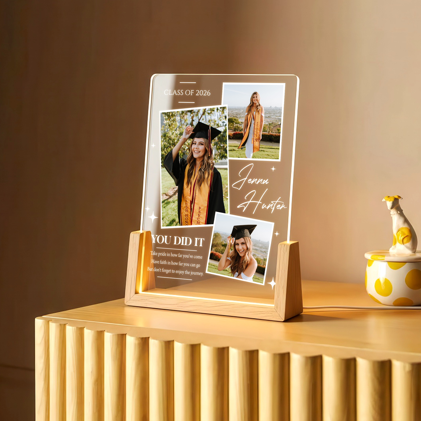 Personalized Graduation Photo Collage LED Plaque – Custom Name & Photos Class of 2026 Gift