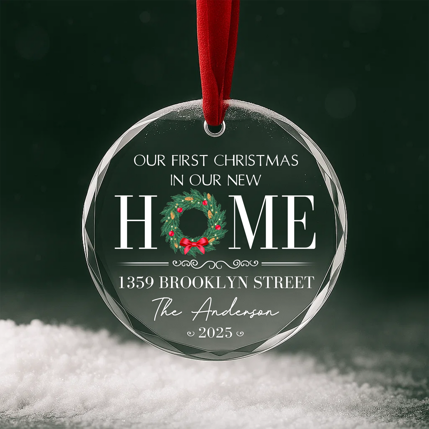 Our First Christmas in Our New Home, Personalized Address Ornament