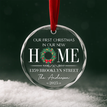 Our First Christmas in Our New Home, Personalized Address Ornament