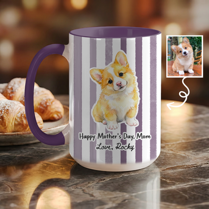 Custom Pet Portrait Mug for Mom – Personalized Dog Photo Mug, Mother’s Day Gift from Pet