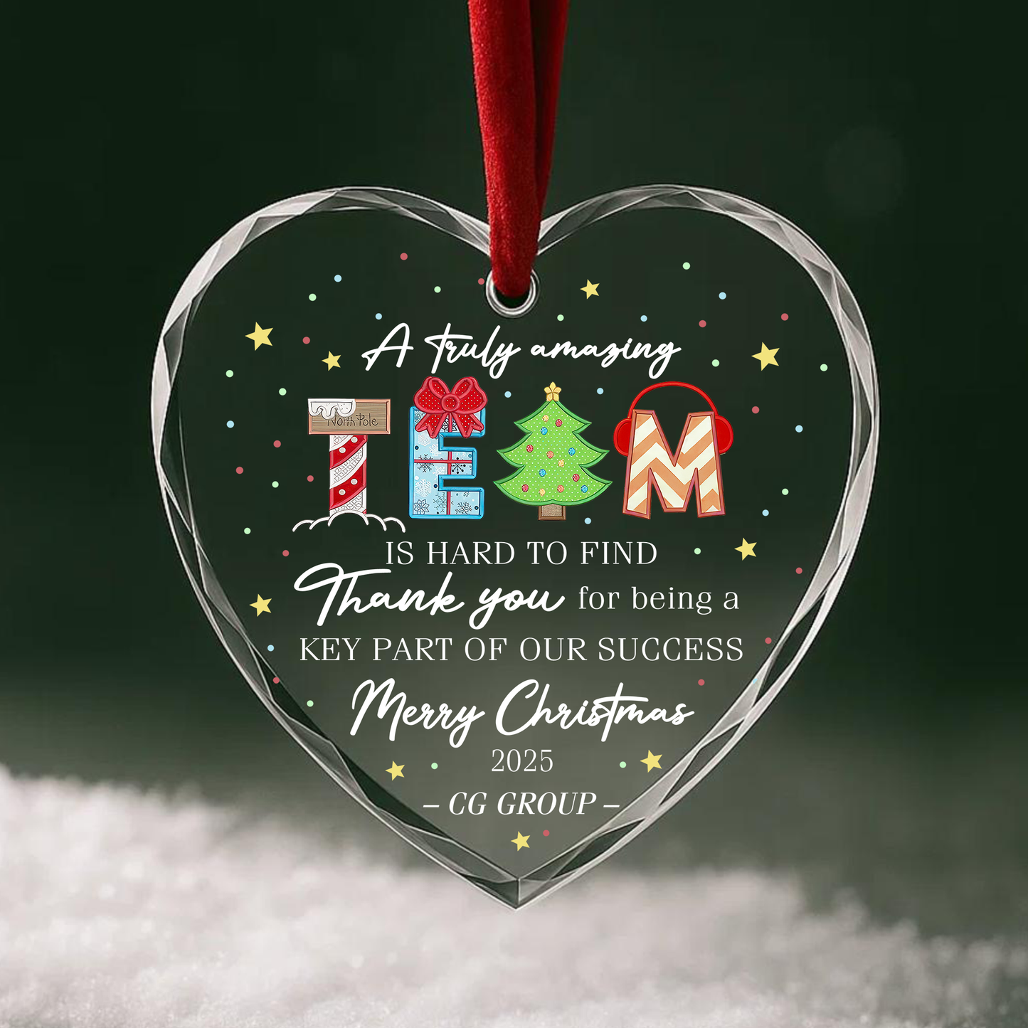 A Truly Amazing Team Thank You Merry Christmas Custom Glass Ornament