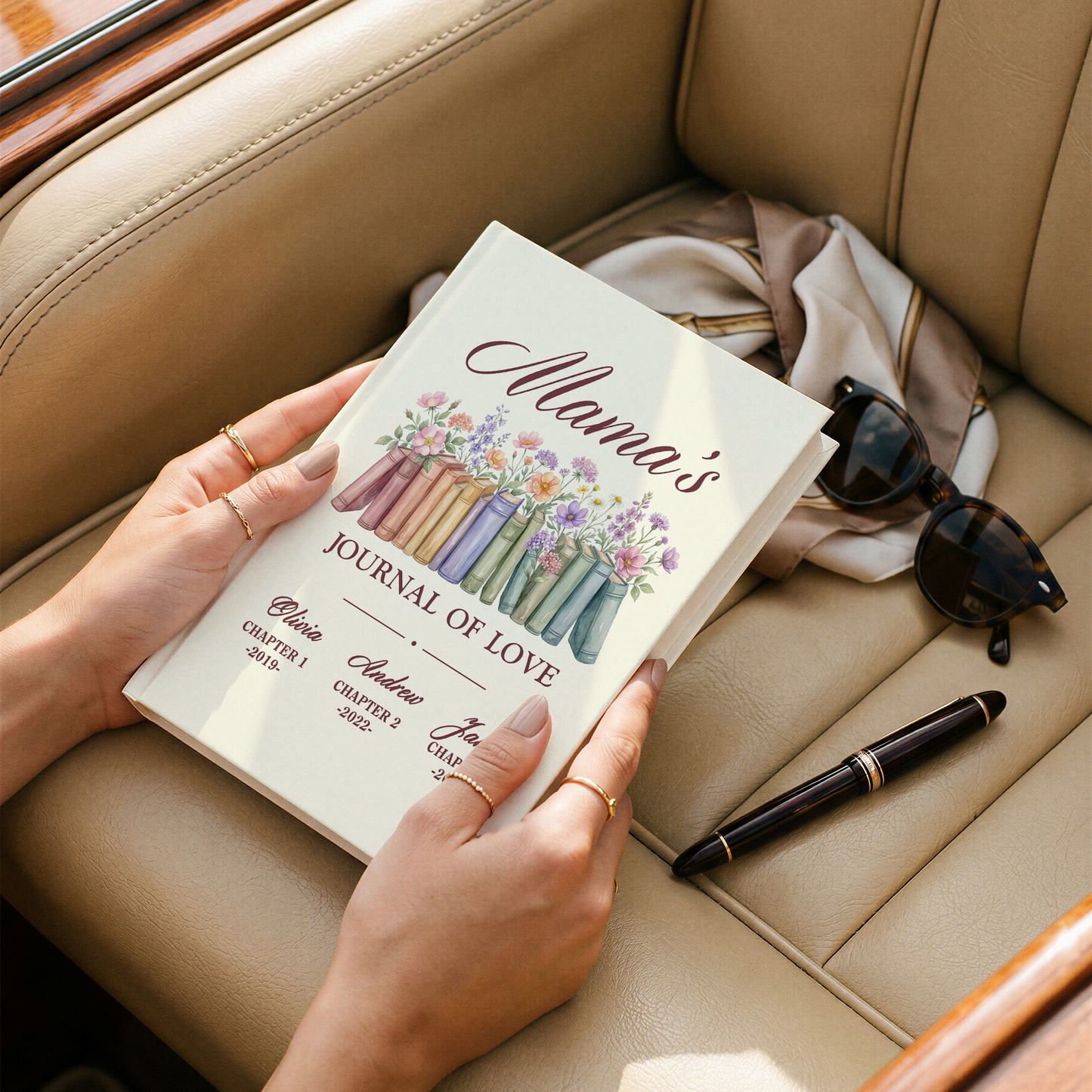 Personalized Mom Journal – “Mama’s Journal of Love” Custom Book with Kids Names & Birth Years