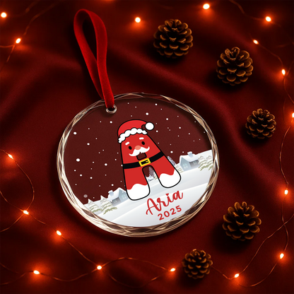 Santa Letter Monogram Custom Glass Ornament
