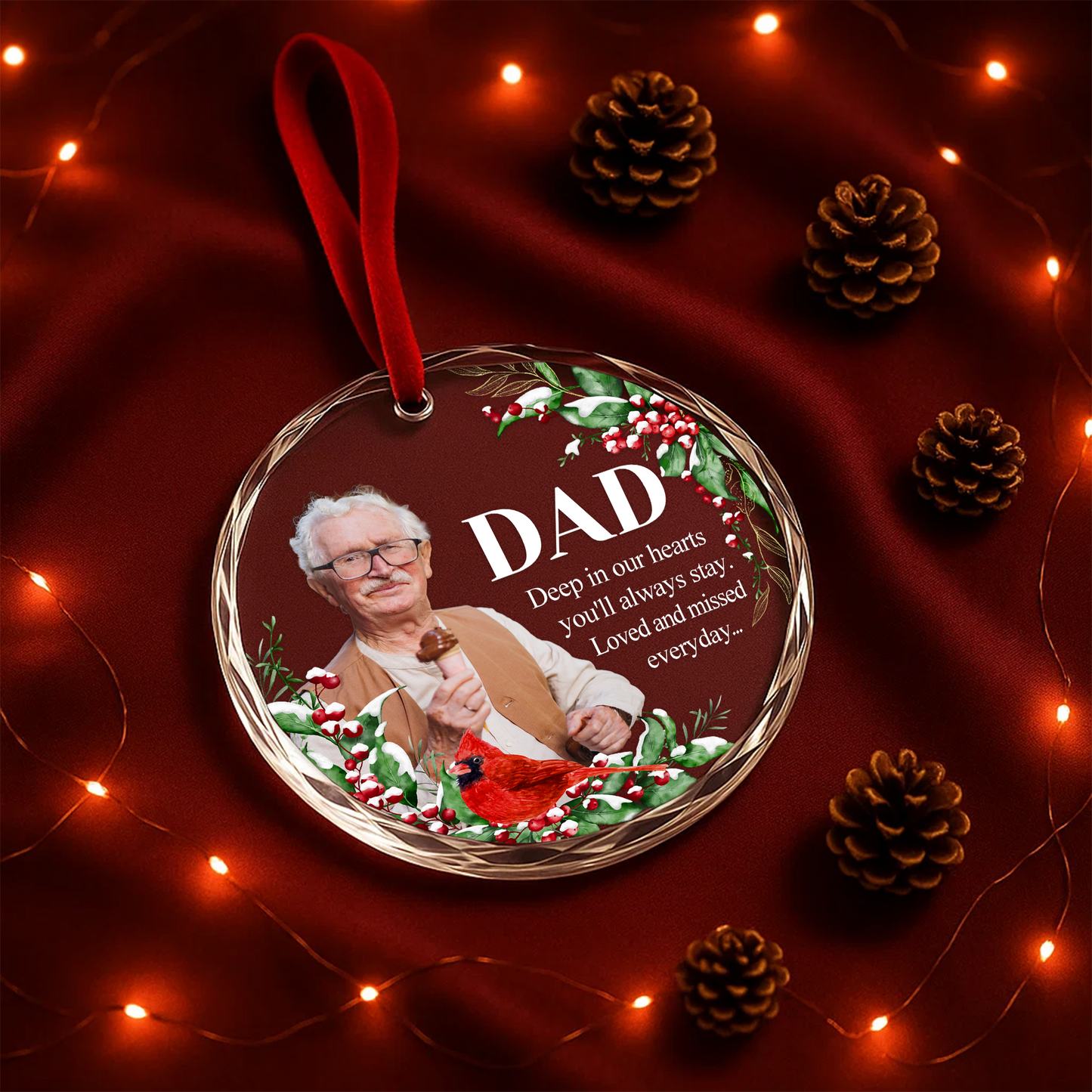 Dad Memorial Ornament with Cardinal, In Loving Memory Keepsake