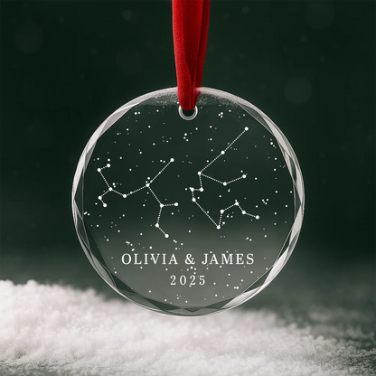 Couple Star Map Custom Heart Glass Ornament