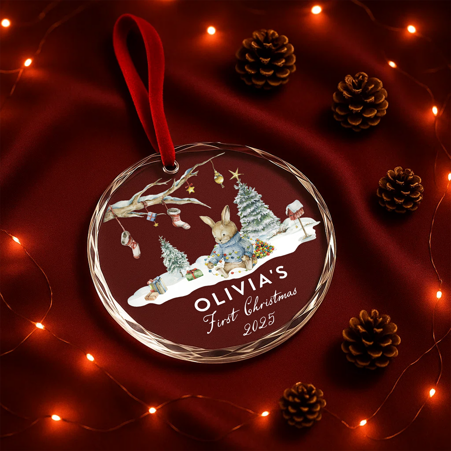 Baby’s First Christmas Ornament, Personalized Name and Year