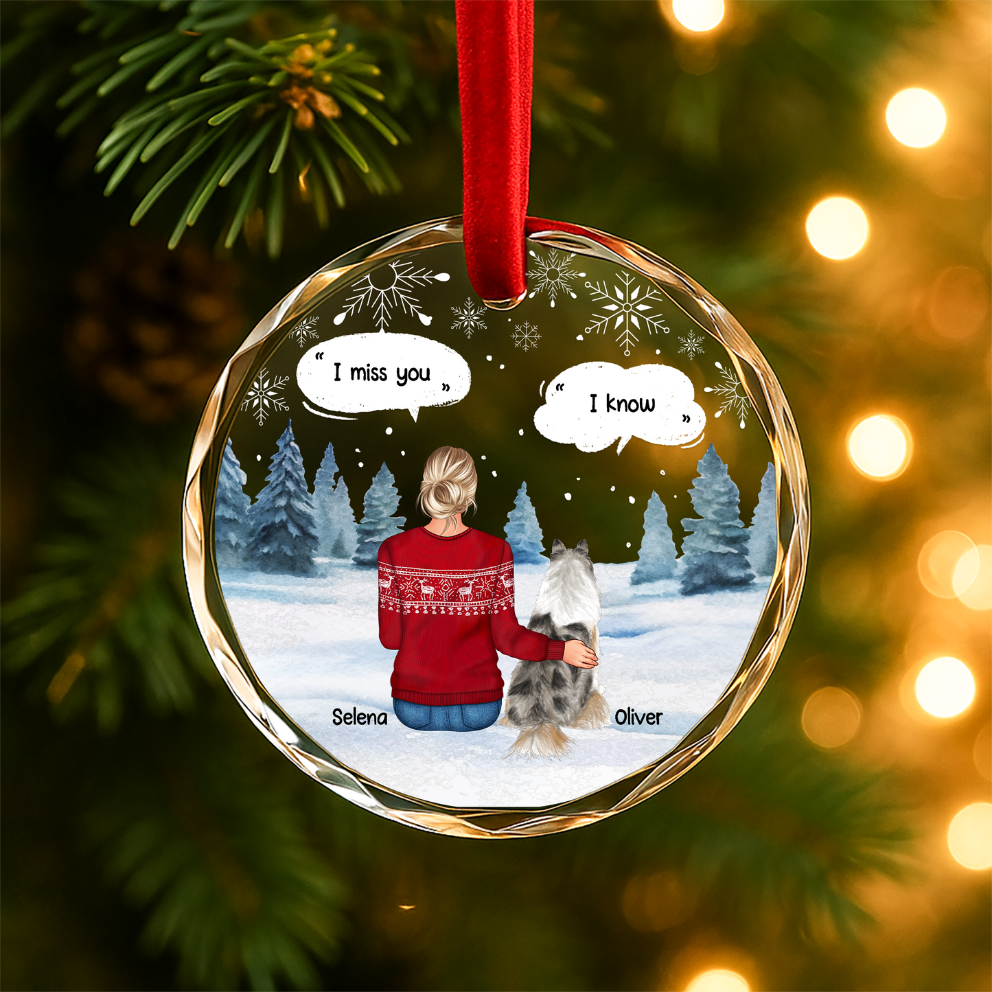 I Miss You Pet Memorial Ornament, Dog with Wings, Personalized Loss Gift