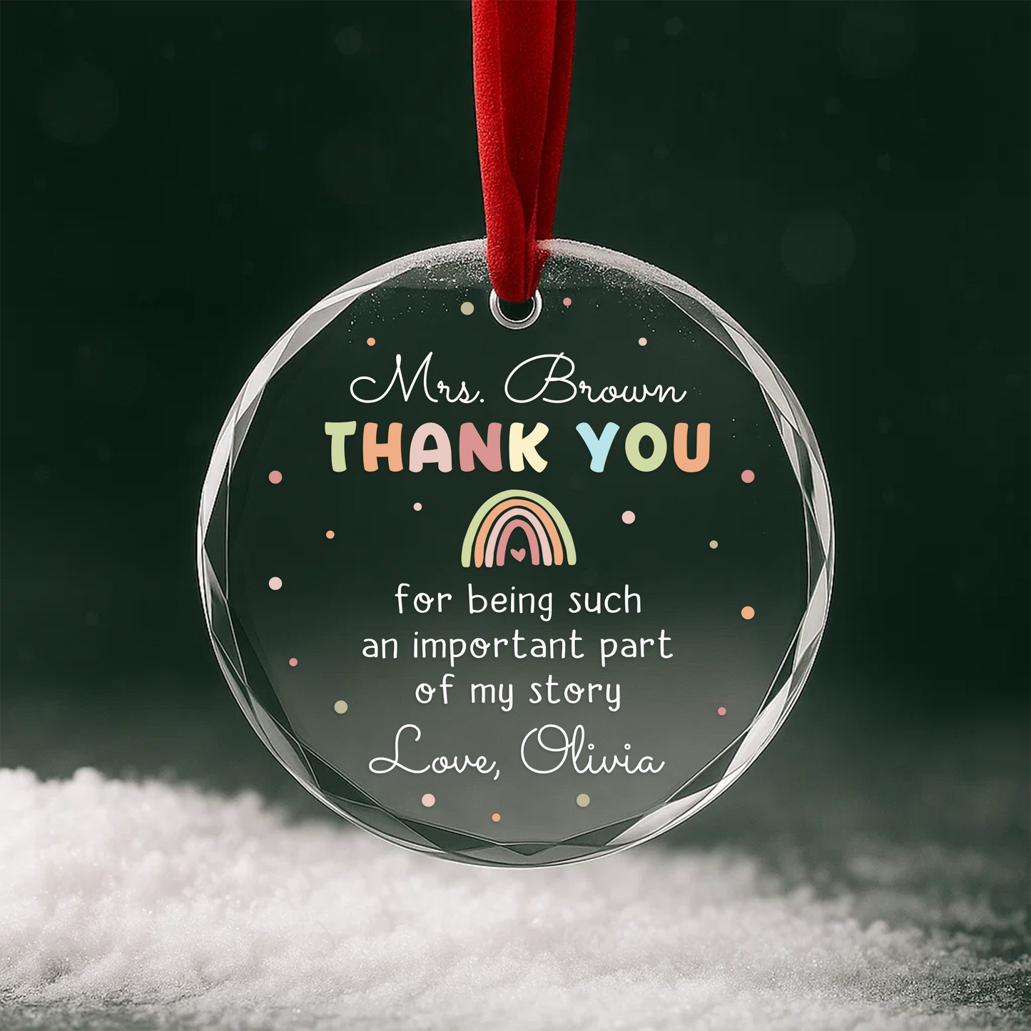 Rainbow Thank You Ornament, Teacher Appreciation or Mentor Gift