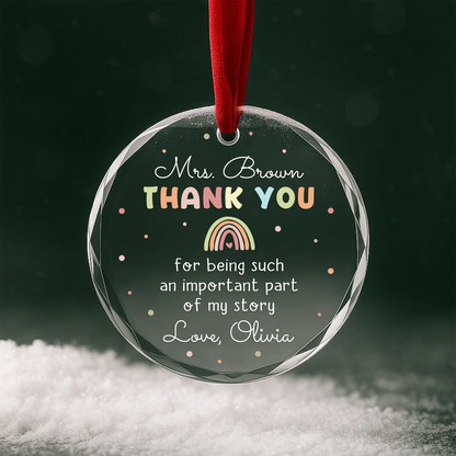 Rainbow Thank You Ornament, Teacher Appreciation or Mentor Gift