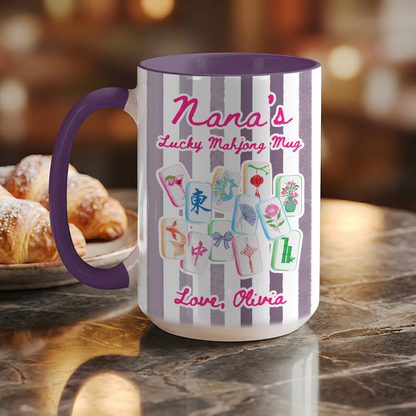 Personalized Mahjong Mug for Nana – Custom “Lucky Mahjong” Gift with Name