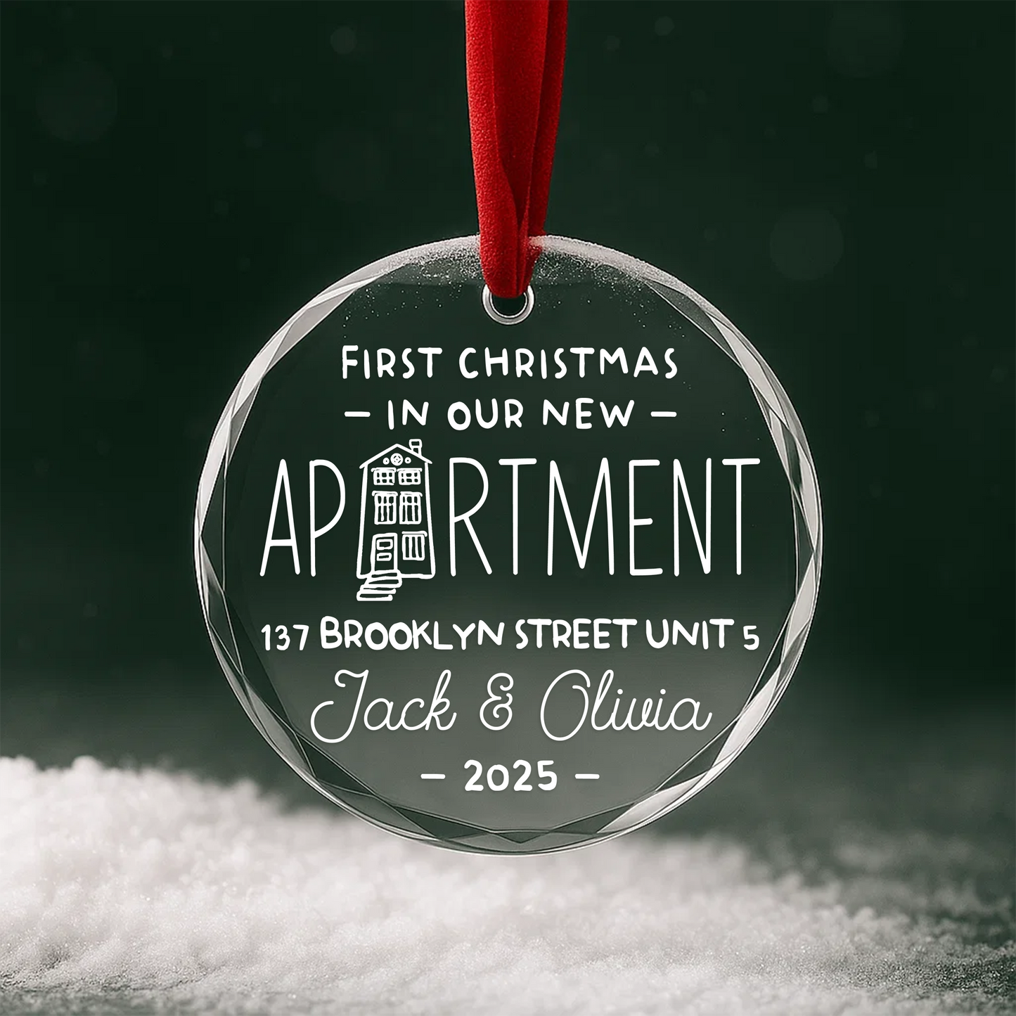 First Christmas in Our New Apartment, Personalized Address Ornament