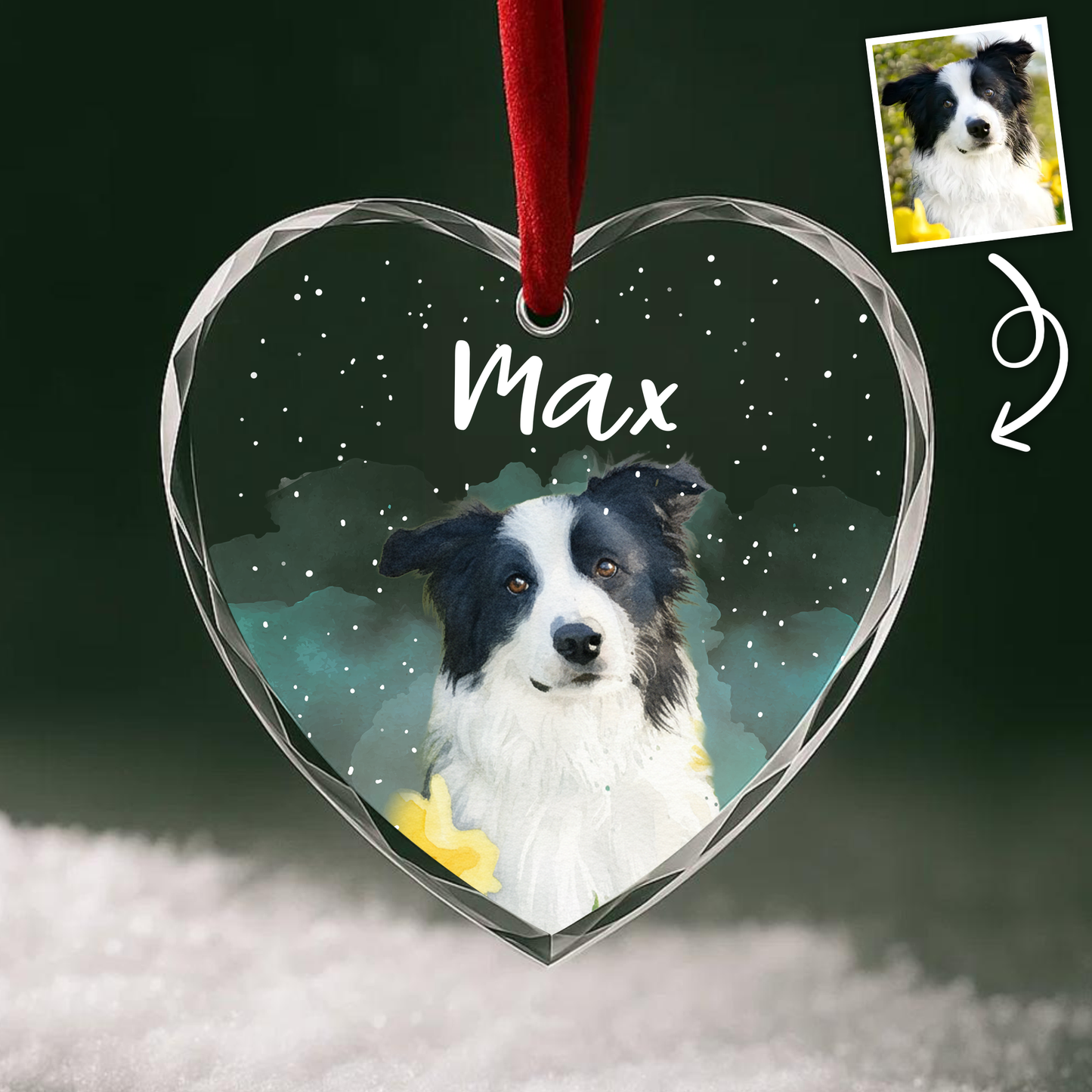 Custom Pet Portrait Ornament, Personalized Dog Photo Gift