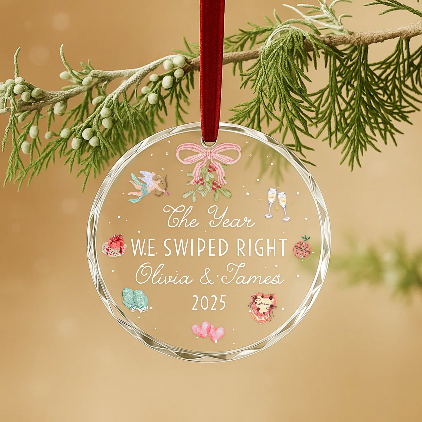 The Year We Swiped Right, Couple Ornament, Personalized Dating Keepsake