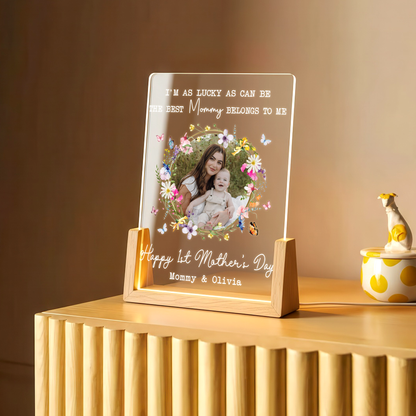 Personalized Mother’s Day LED Photo Plaque – Custom Mommy & Baby Gift with Name & Message