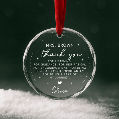 Thank You for Listening, Inspiring, Personalized Teacher Ornament