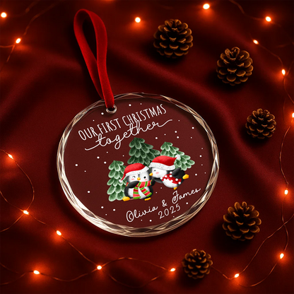 Our First Christmas Together, Penguin Couple Ornament, Personalized Couple Gift