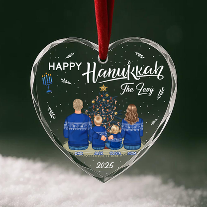 Happy Hanukkah Family Ornament, Custom Family Keepsake