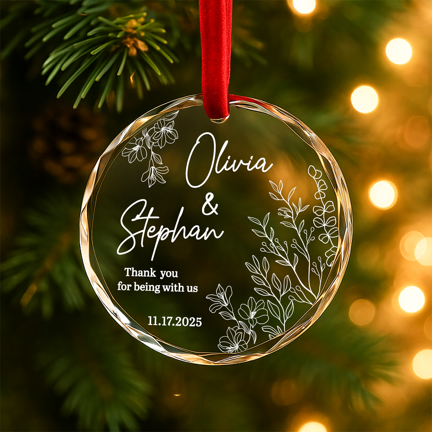 Wedding Favor Thank You Floral Heart Ornament