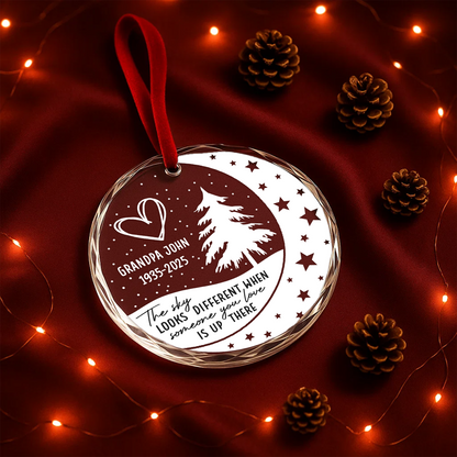 Memorial Moon and Tree The Sky Looks Different Custom Glass Ornament