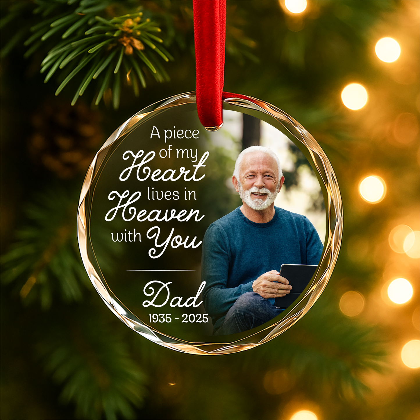 A Piece of My Heart Lives in Heaven with You, Memorial Ornament for Dad