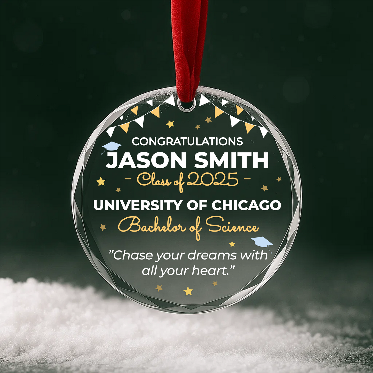 Graduation 2025 Heart Ornament, Chase Your Dreams with All Your Heart