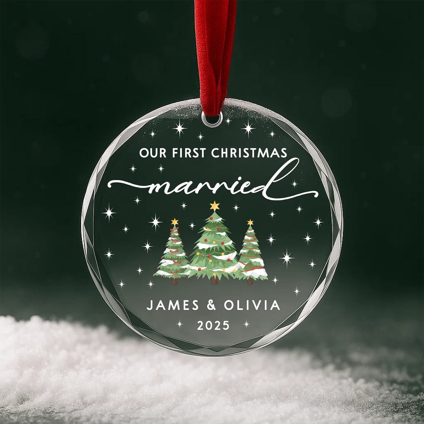 Our First Christmas Married Heart Ornament 2025