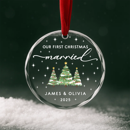 Our First Christmas Married Heart Ornament 2025