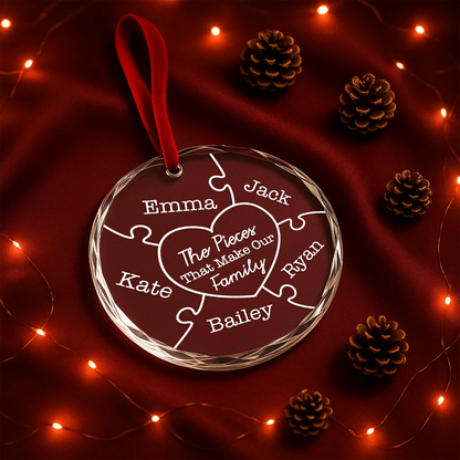 The Pieces That Make Our Family Puzzle Custom Glass Ornament