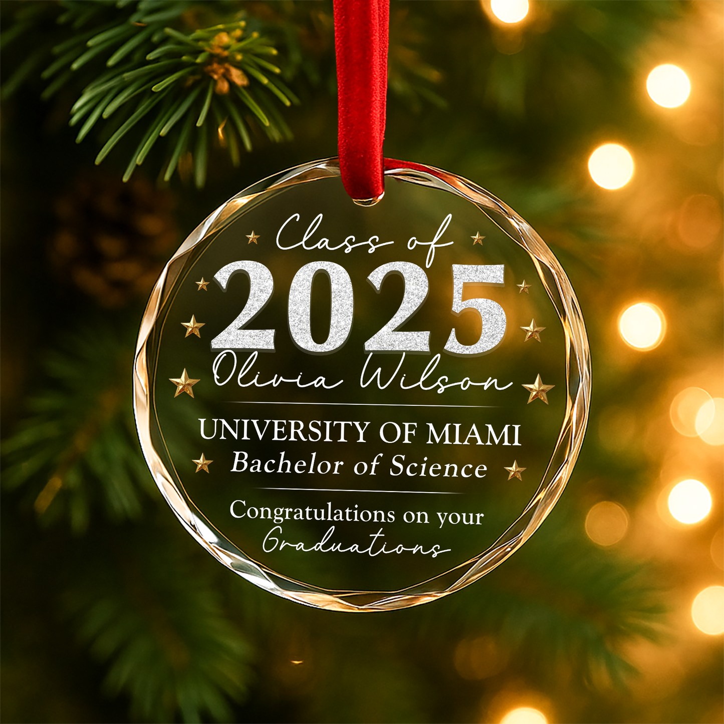 Class of 2025 Graduation Ornament, Personalized Heart Keepsake