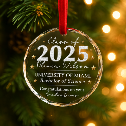 Class of 2025 Graduation Ornament, Personalized Heart Keepsake