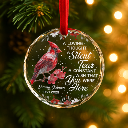 A Loving Thought, A Silent Tear Memorial Cardinal Heart Ornament